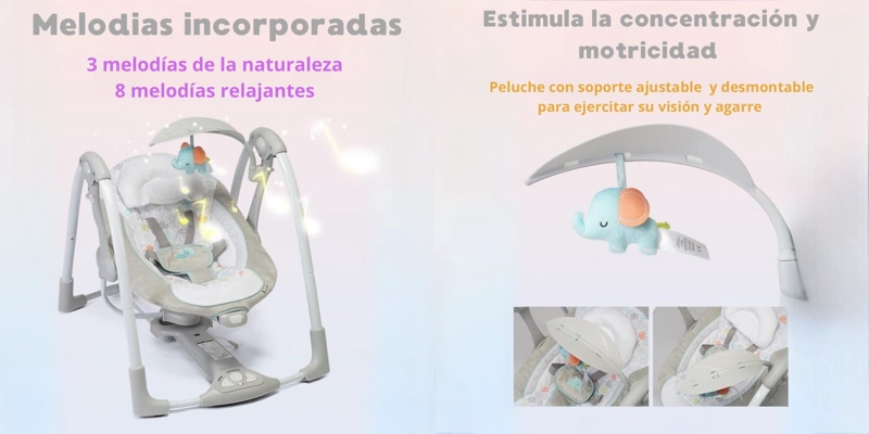COLUMPIO INGENUITY MECEDORA ELÉCTRICO VIBRACIÓN LUBABYCAS GRIS - 5