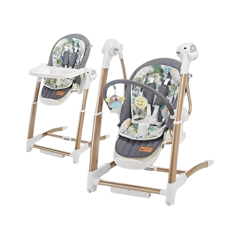 SILLA DE COMER Y COLUMPIO MECEDOR LUJOSO LUBABYCAS GRIS - 1