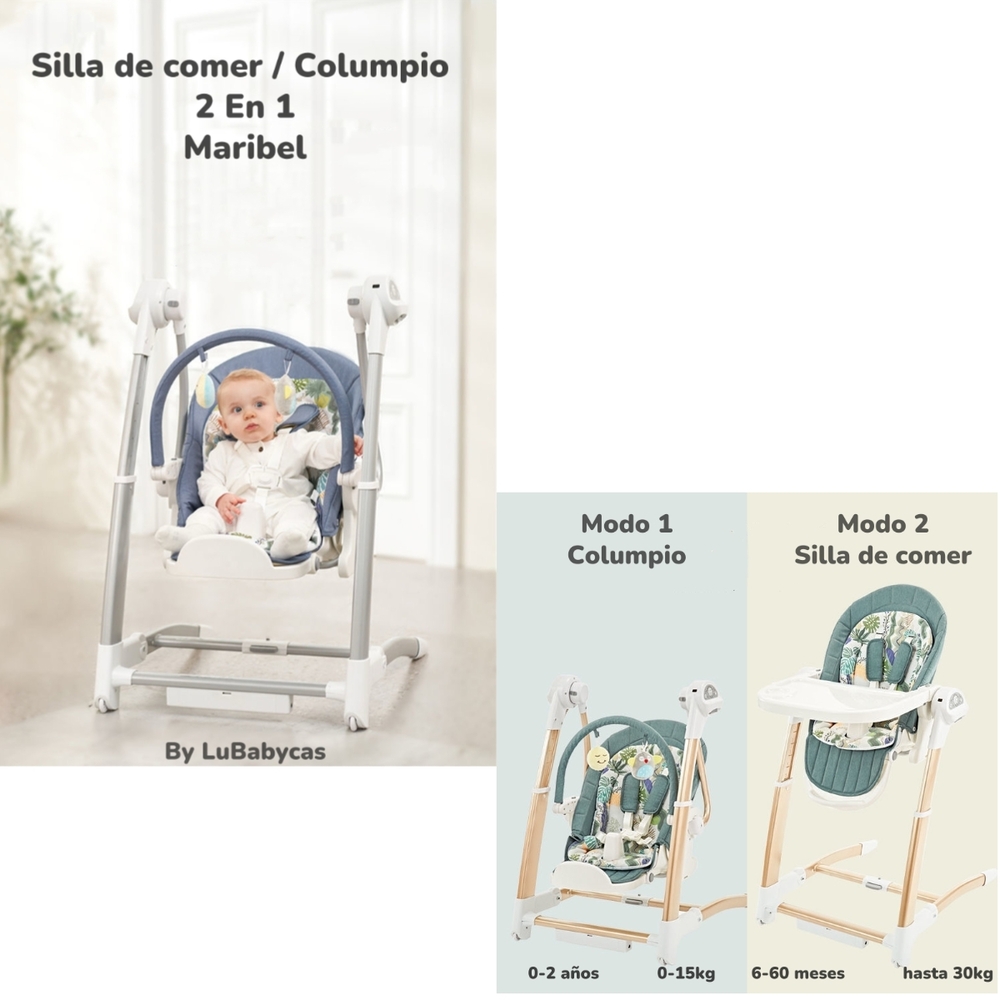 SILLA DE COMER Y COLUMPIO MECEDOR LUJOSO LUBABYCAS GRIS - 3