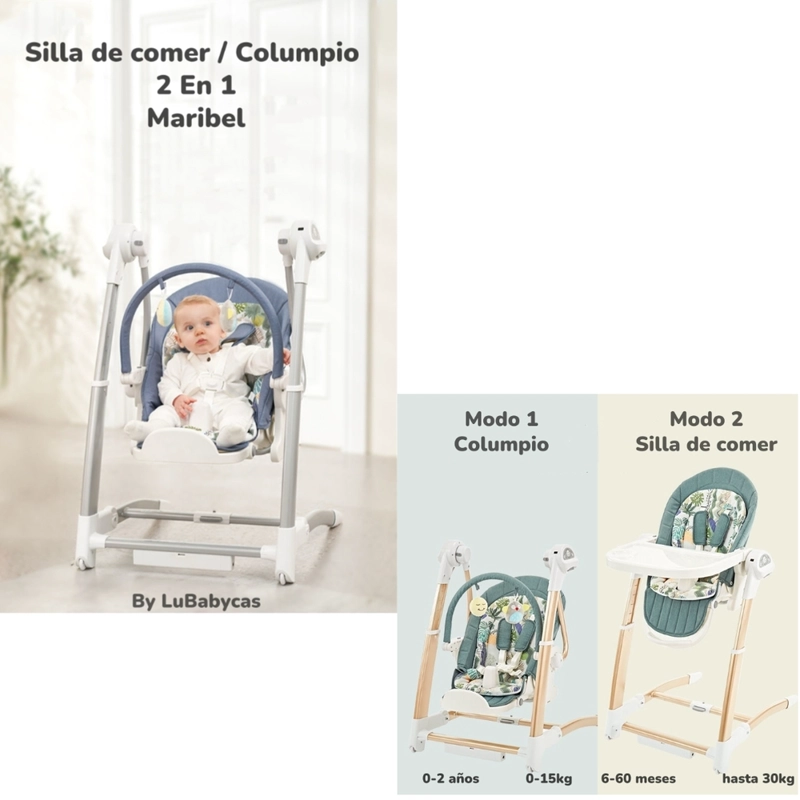 SILLA COMER LUBABYCAS Y COLUMPIO MECEDOR LUJOSO AZUL - 3