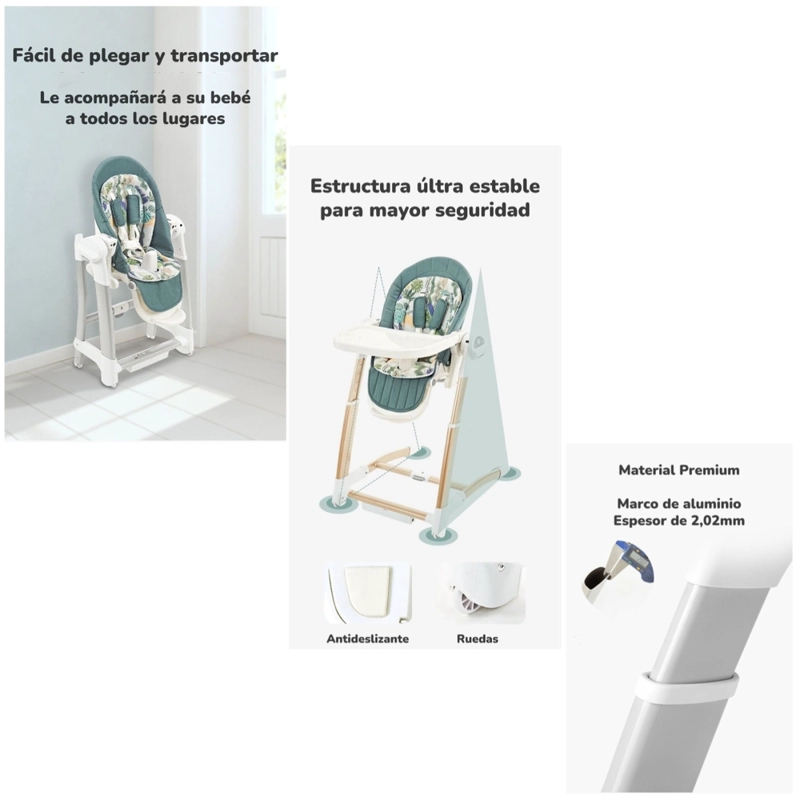 SILLA COMER LUBABYCAS Y COLUMPIO MECEDOR LUJOSO AZUL - 7