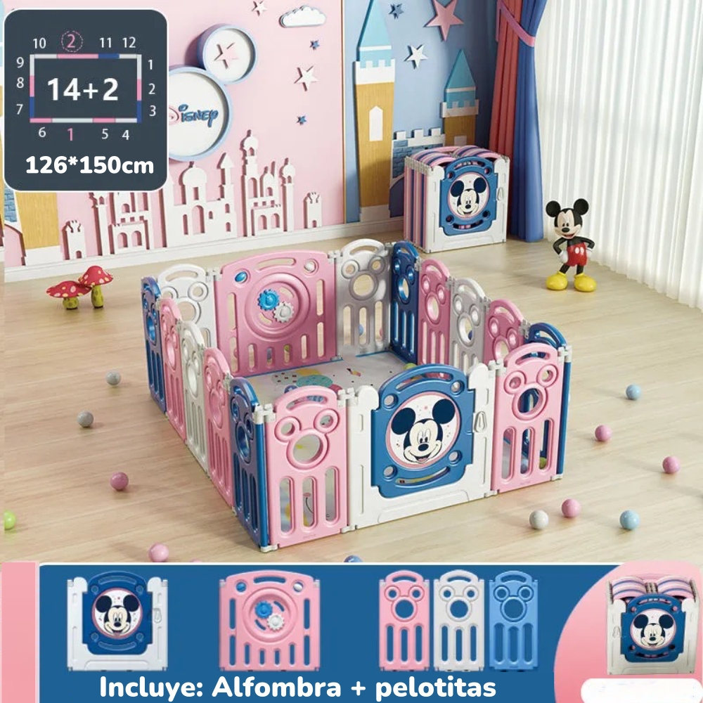 CORRAL LUBABYCAS 1.26*1.5M CON ALFOMBRA ROSADO - 2