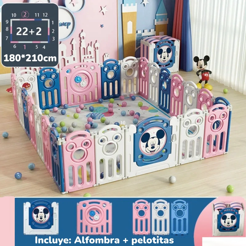 CORRAL 1.8*2.1M ROSADO CON ALFOMBRA LUBABYCAS - 2