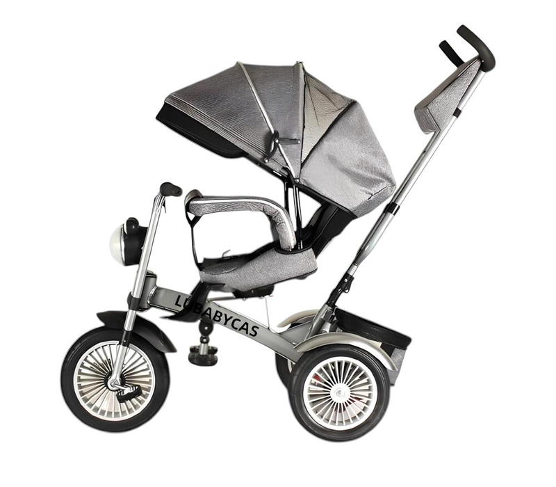TRICICLO LUBABYCAS MULTIFUNCIONAL 360° CON LUCES GRIS - 1