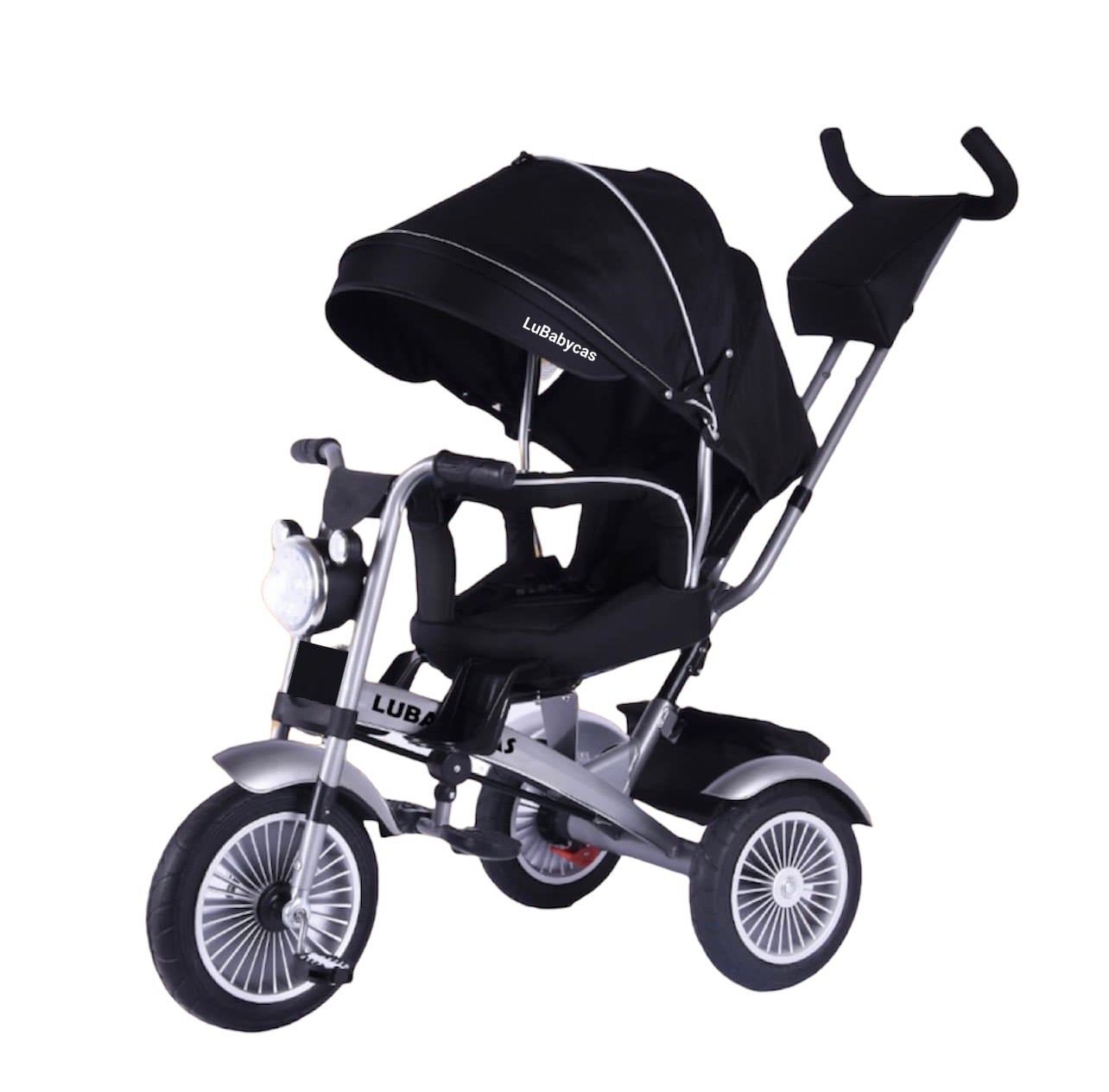 TRICICLO LUBABYCAS MULTIFUNCIONAL 360° CON LUCES NEGRO - 1