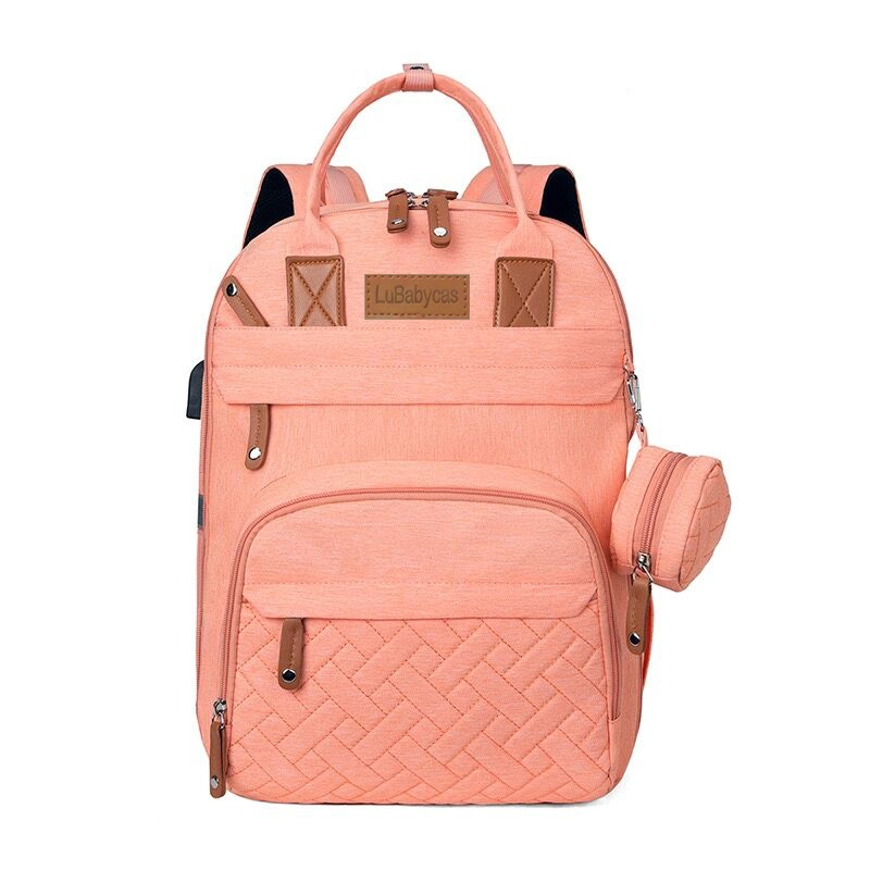 MOCHILA LUBABYCAS A01 MATERNAL CON MONEDERO Y COLGADOR ROSADO - 1