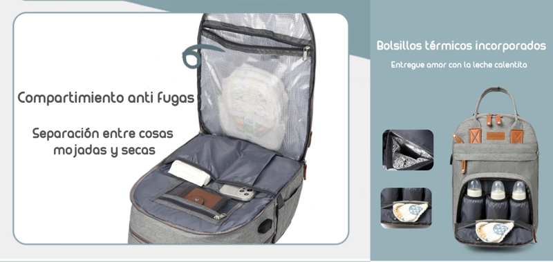 MOCHILA LUBABYCAS A01 MATERNAL CON MONEDERO Y COLGADOR ROSADO - 4