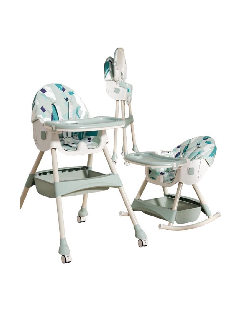 SILLA COMER LUBABYCAS MECEDORA 2 EN 1 CON RUEDAS VERDE - 1