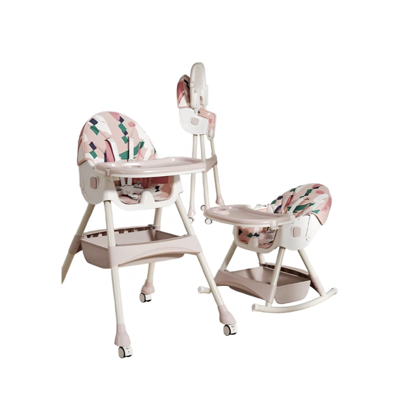 SILLA COMER LUBABYCAS MECEDORA 2 EN 1 CON RUEDAS ROSADO - 1