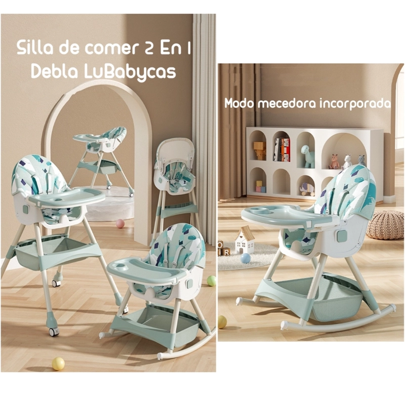 SILLA COMER LUBABYCAS MECEDORA 2 EN 1 CON RUEDAS ROSADO - 2