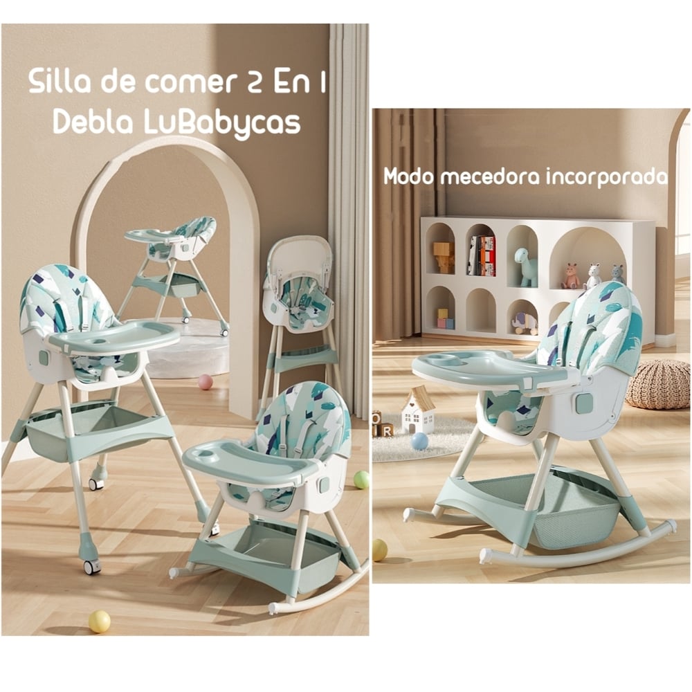 SILLA COMER LUBABYCAS MECEDORA 2 EN 1 CON RUEDAS ROSADO - 2