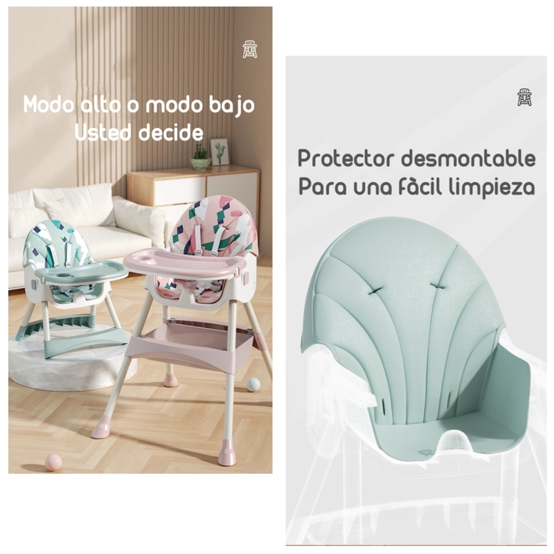 SILLA COMER LUBABYCAS MECEDORA 2 EN 1 CON RUEDAS ROSADO - 5