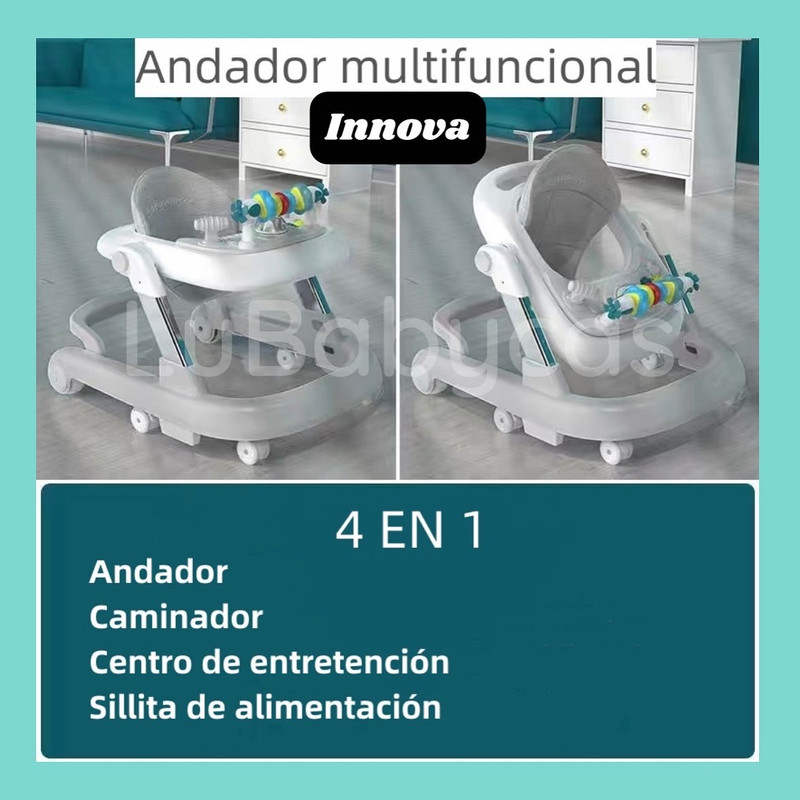 ANDADOR CAMINADOR LUBABYCAS MULTIFUNCIONAL 4 EN 1 GRIS - 2