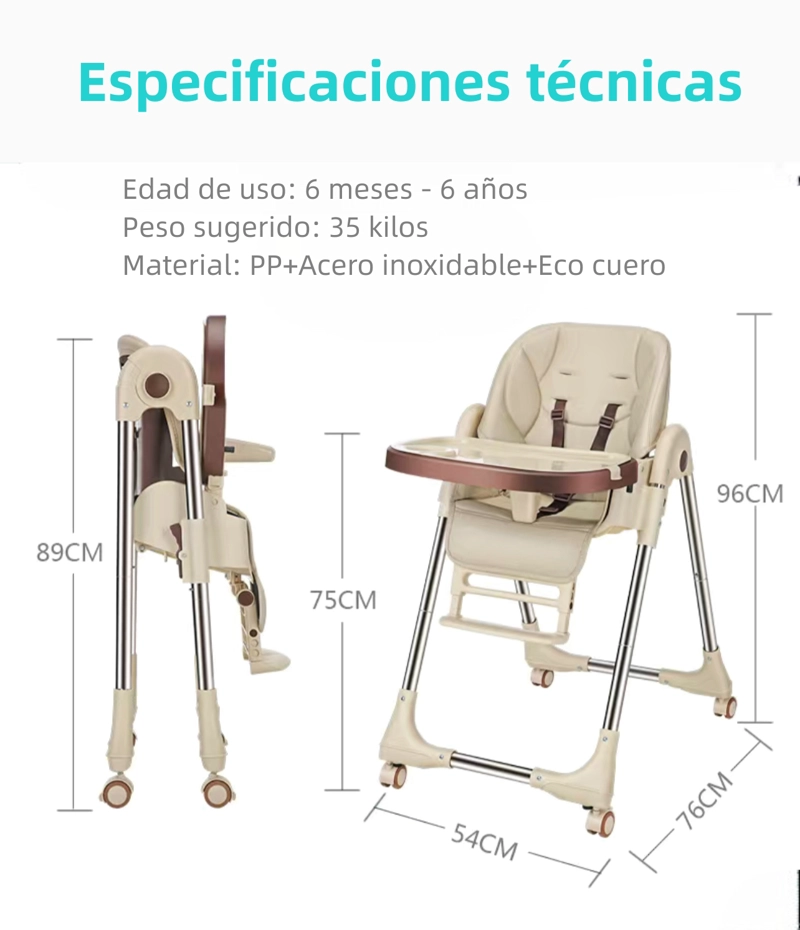 SILLA COMER LUBABYCAS MULTIPOSICIONES PLEGABLE ROSADO - 8