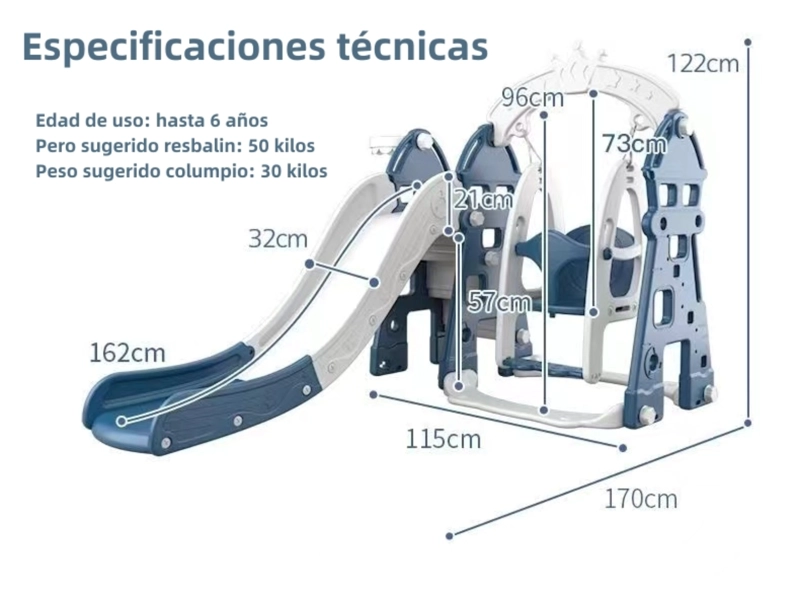 RESBALIN COLUMPIO 5 EN 1 CON ACCESORIOS AZUL LUBABYCAS - 9