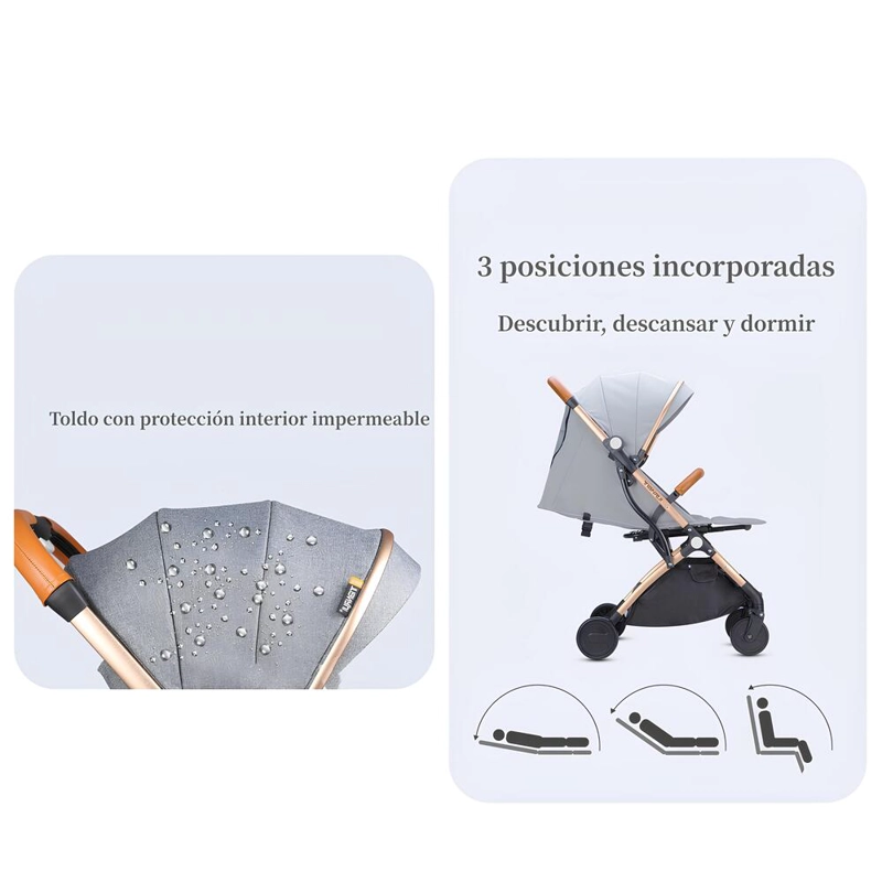 COCHE PASEO LUBABYCAS ÚLTRA COMPACTO CON ACCESORIOS GRIS - 5