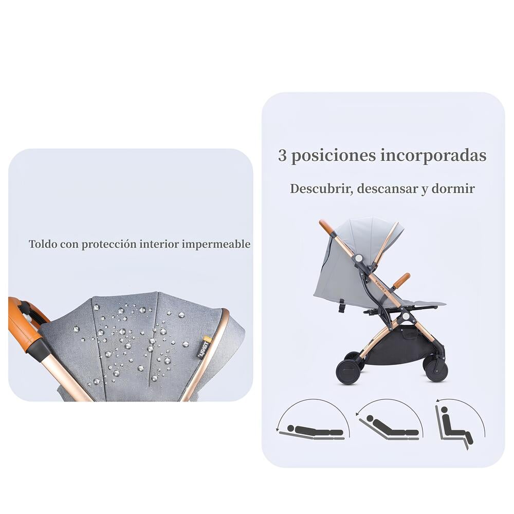 COCHE PASEO LUBABYCAS ÚLTRA COMPACTO CON ACCESORIOS GRIS - 5