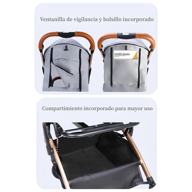 COCHE PASEO LUBABYCAS ÚLTRA COMPACTO CON ACCESORIOS GRIS - 7