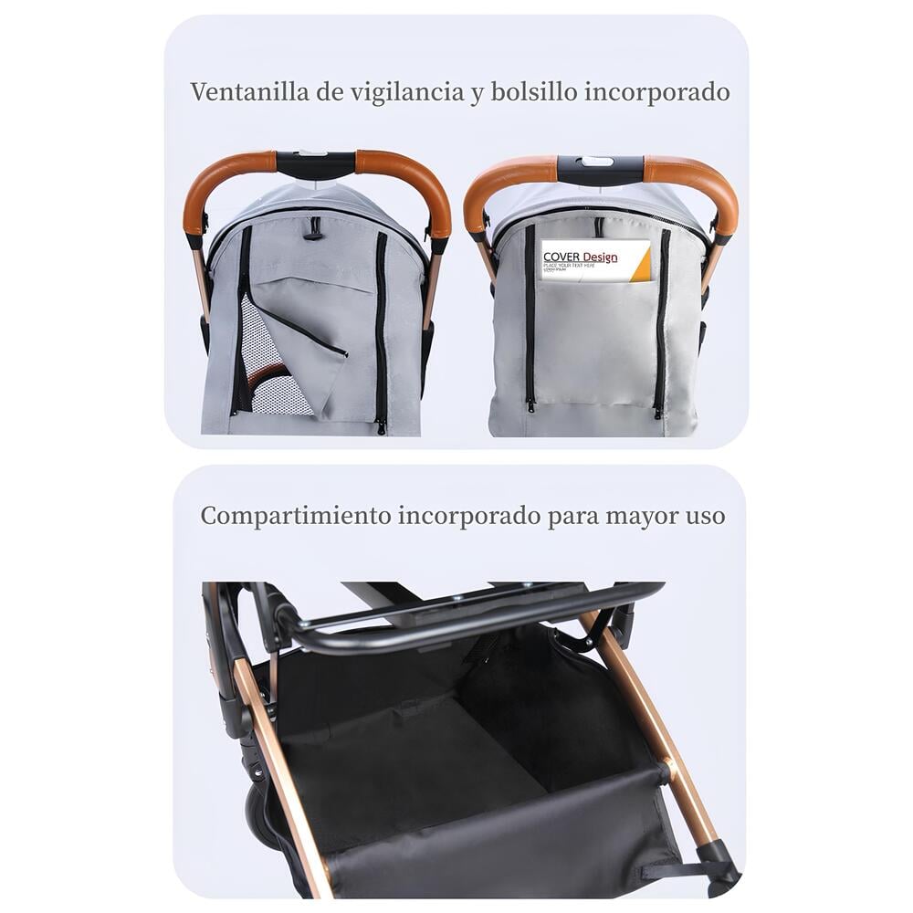 COCHE PASEO LUBABYCAS ÚLTRA COMPACTO CON ACCESORIOS GRIS - 7