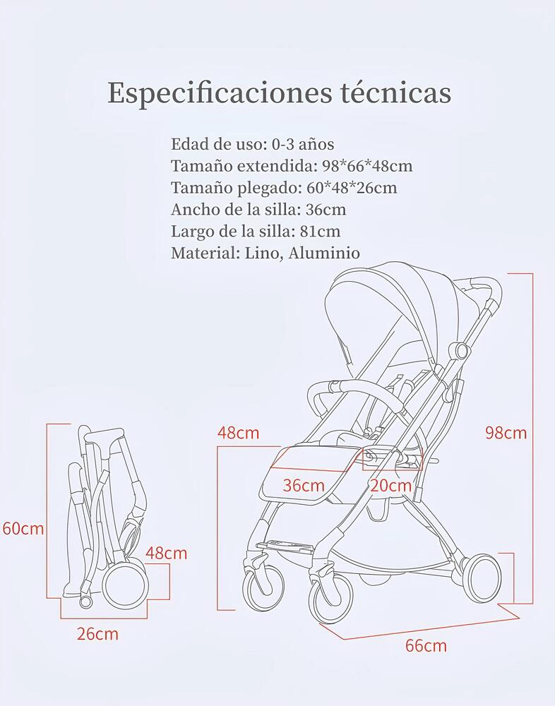 COCHE PASEO LUBABYCAS ÚLTRA COMPACTO CON ACCESORIOS GRIS - 8