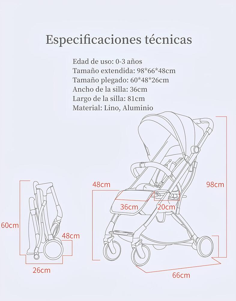 COCHE PASEO LUBABYCAS ÚLTRA COMPACTO CON ACCESORIOS AZUL - 8