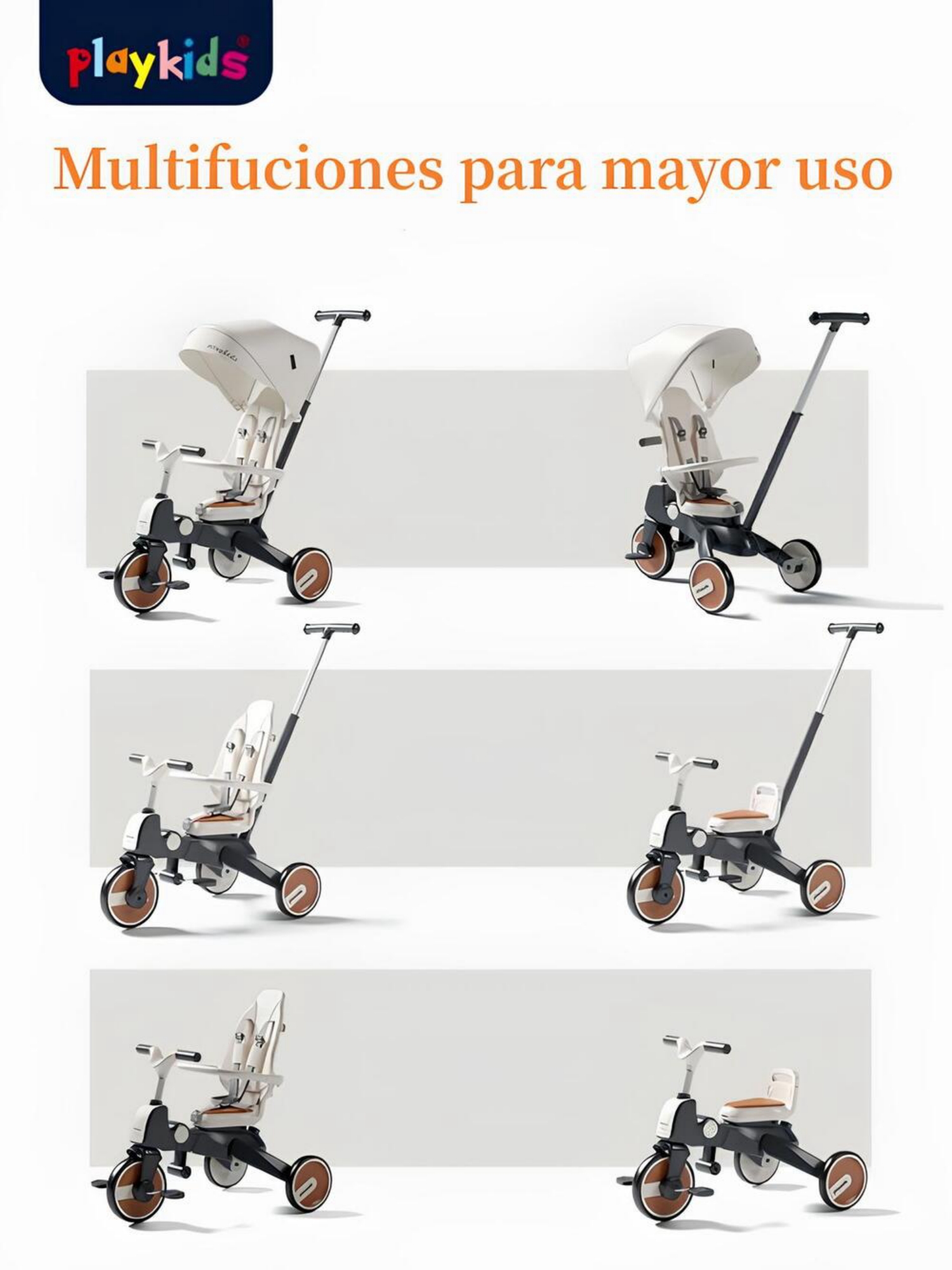 TRICICLO LUBABYCAS PASEO 360° Y BALANCE 6 EN 1 PLEGABLE BLANCO - 3