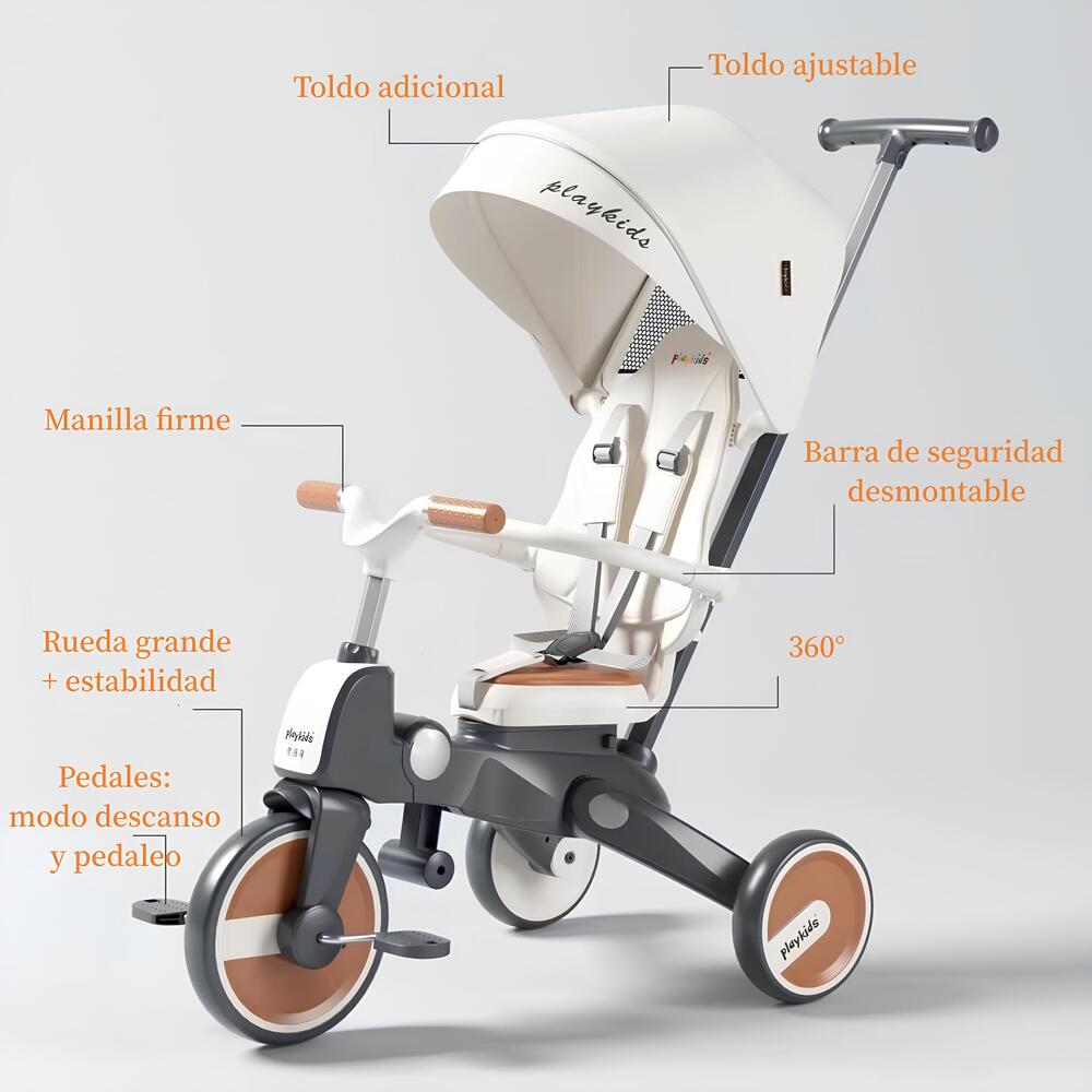 TRICICLO DE PASEO 360° Y BALANCE 6 EN 1 PLEGABLE NEGRO - 5