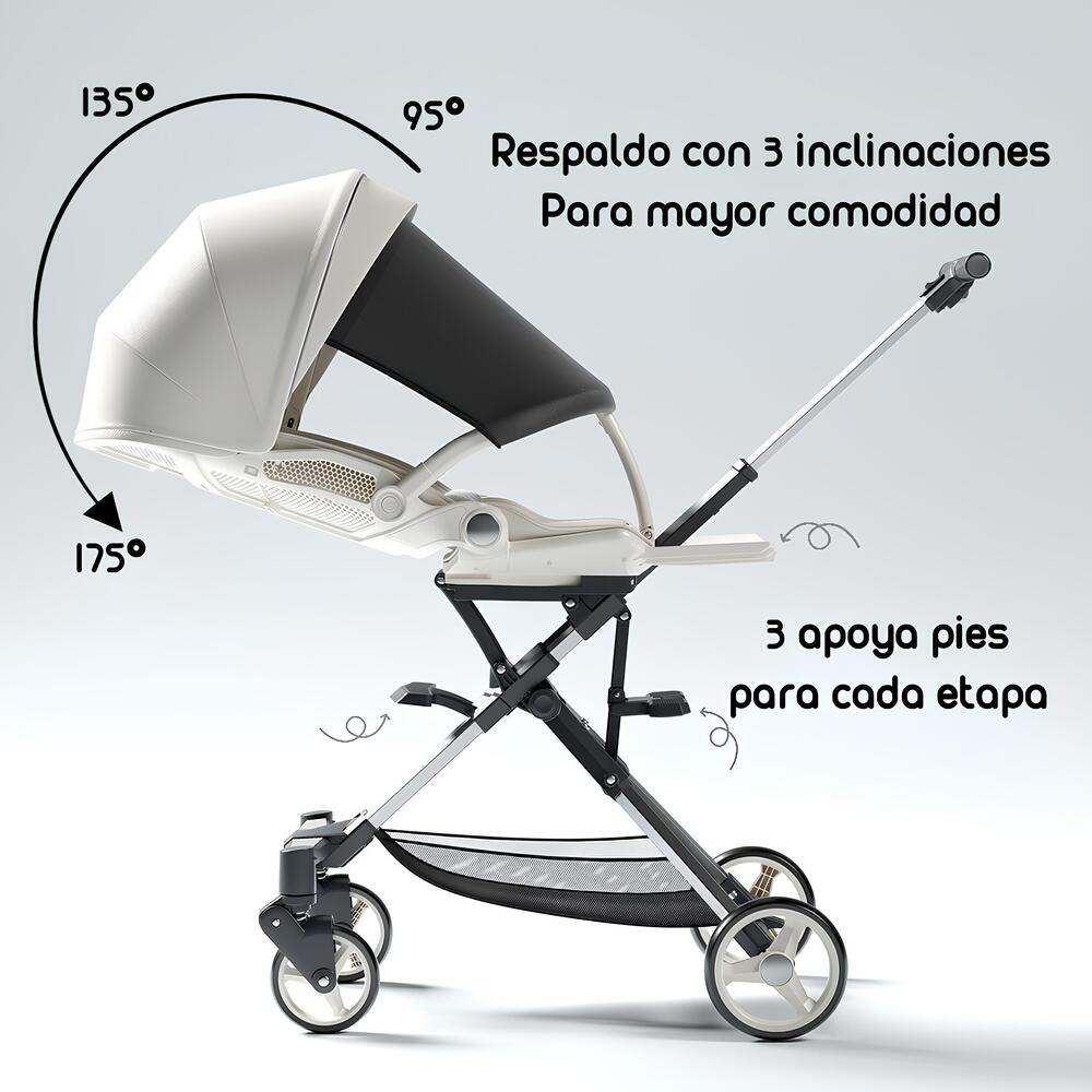 COCHE PASEO PLAYKIDS 360° RECLINABLE LUBABYCAS NEGRO - 3