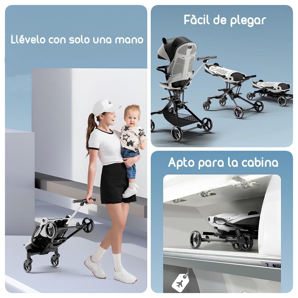 COCHE PASEO PLAYKIDS 360° RECLINABLE LUBABYCAS NEGRO - 5