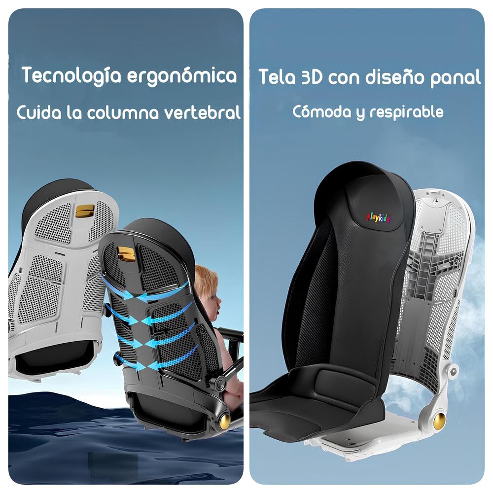 COCHE PASEO PLAYKIDS 360° RECLINABLE LUBABYCAS NEGRO - 6