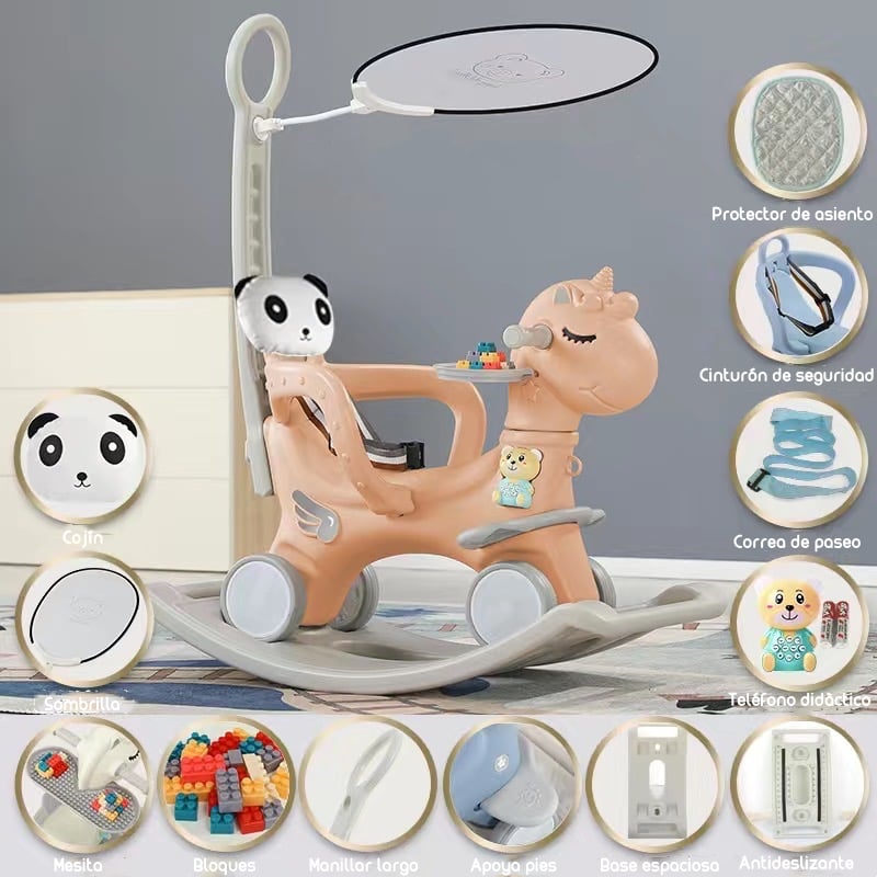 CORREPASILLO LUBABYCAS ANDADOR BALANCE 3 EN 1 CON ACCESORIOS ROSADO - 2