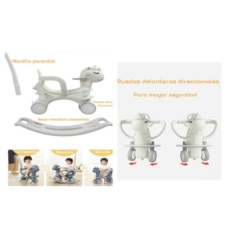 CORREPASILLO LUBABYCAS ANDADOR BALANCE 3 EN 1 CON ACCESORIOS ROSADO - 5