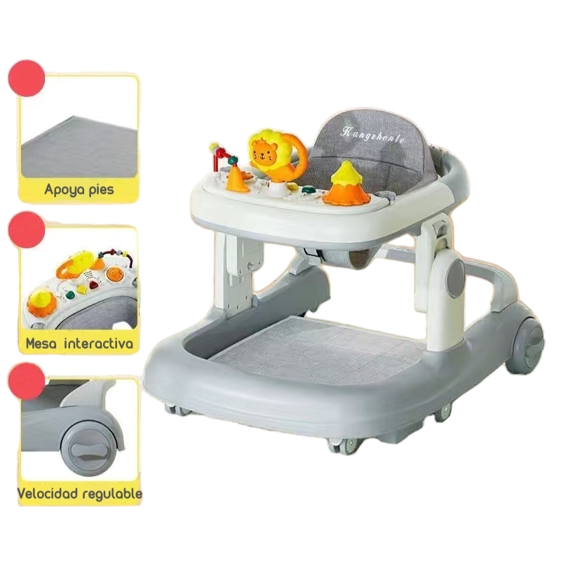 ANDADOR LUBABYCAS CON APOYA PIES Y MÁS ACCESORIOS GRIS - 2