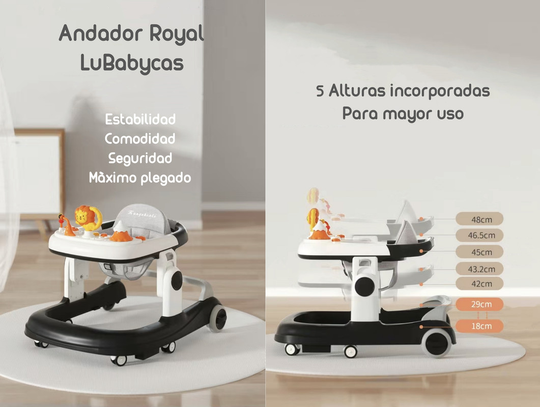 ANDADOR LUBABYCAS CON APOYA PIES Y MÁS ACCESORIOS GRIS - 3