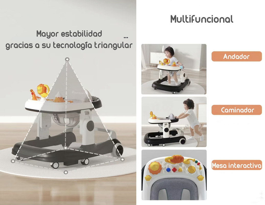 ANDADOR LUBABYCAS CON APOYA PIES Y MÁS ACCESORIOS GRIS - 4