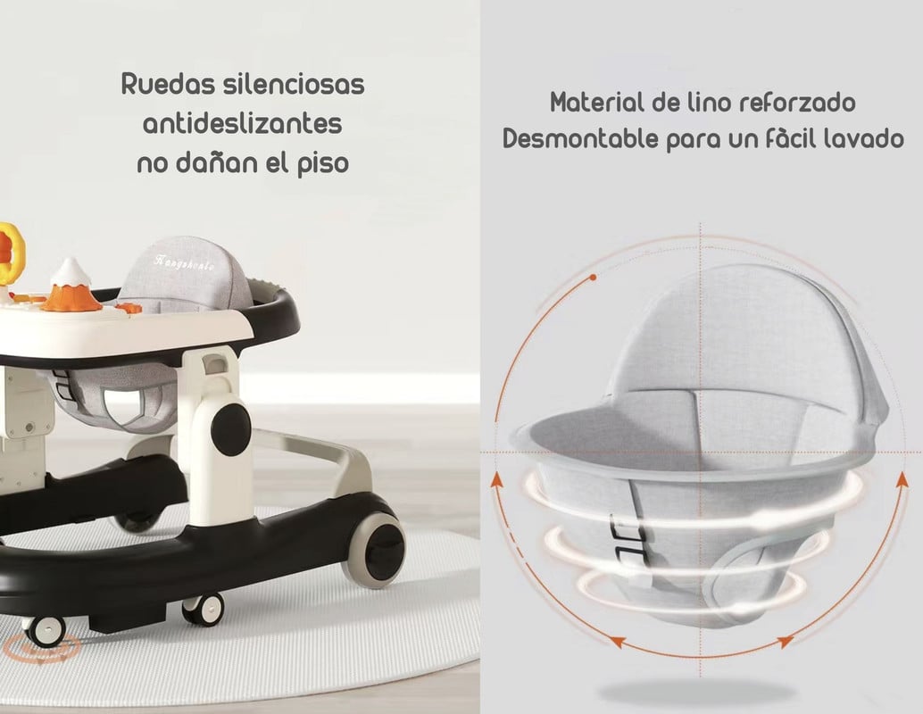 ANDADOR LUBABYCAS CON APOYA PIES Y MÁS ACCESORIOS GRIS - 6
