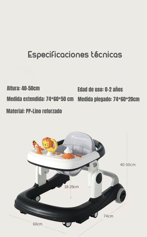 ANDADOR LUBABYCAS CON APOYA PIES Y MÁS ACCESORIOS GRIS - 8