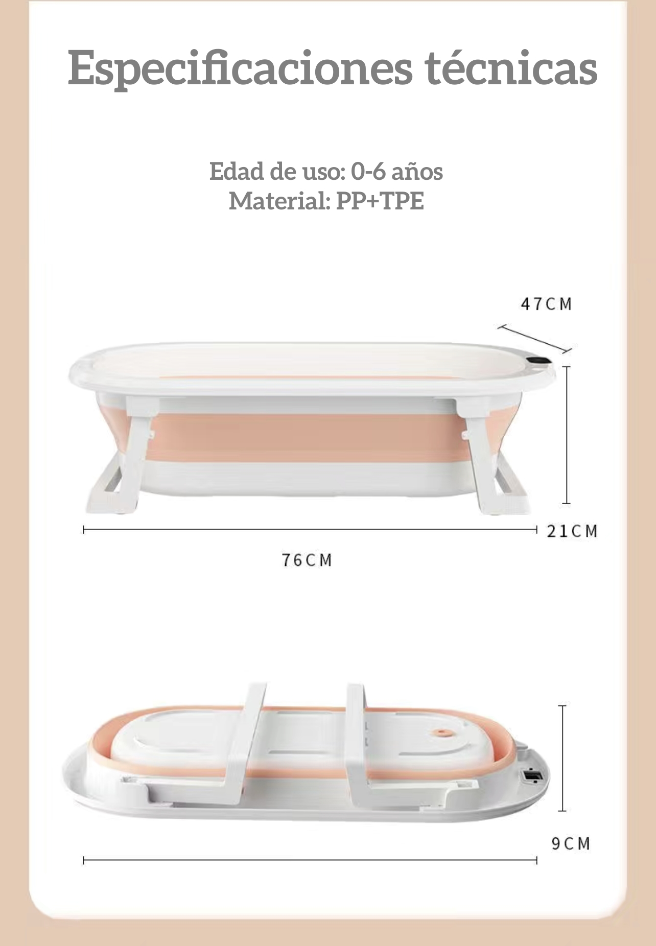 BAÑERA LUBABYCAS CLEVER PLEGABLE CON TERMÓMETRO Y MÁS ACCESORIOS VIOLETA AZUL - 9