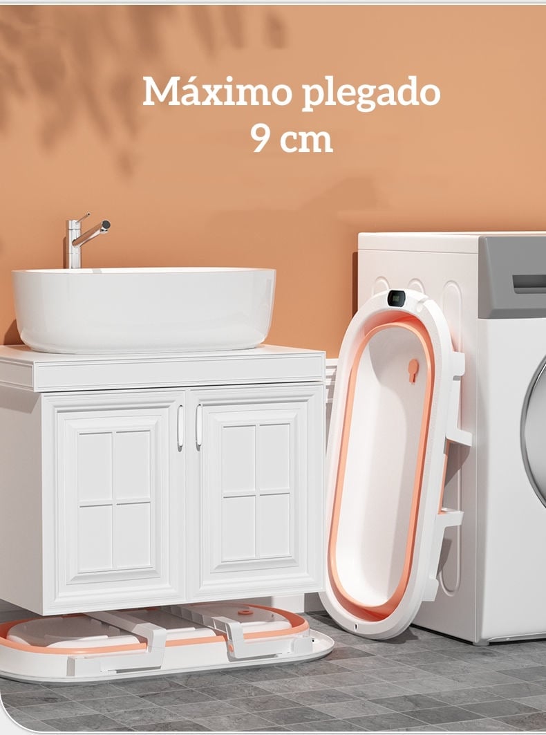 BAÑERA LUBABYCAS CLEVER PLEGABLE CON TERMÓMETRO Y MÁS ACCESORIOS ROSADO - 3