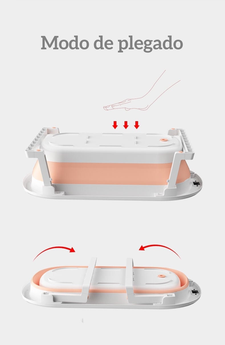 BAÑERA LUBABYCAS CLEVER PLEGABLE CON TERMÓMETRO Y MÁS ACCESORIOS ROSADO - 4