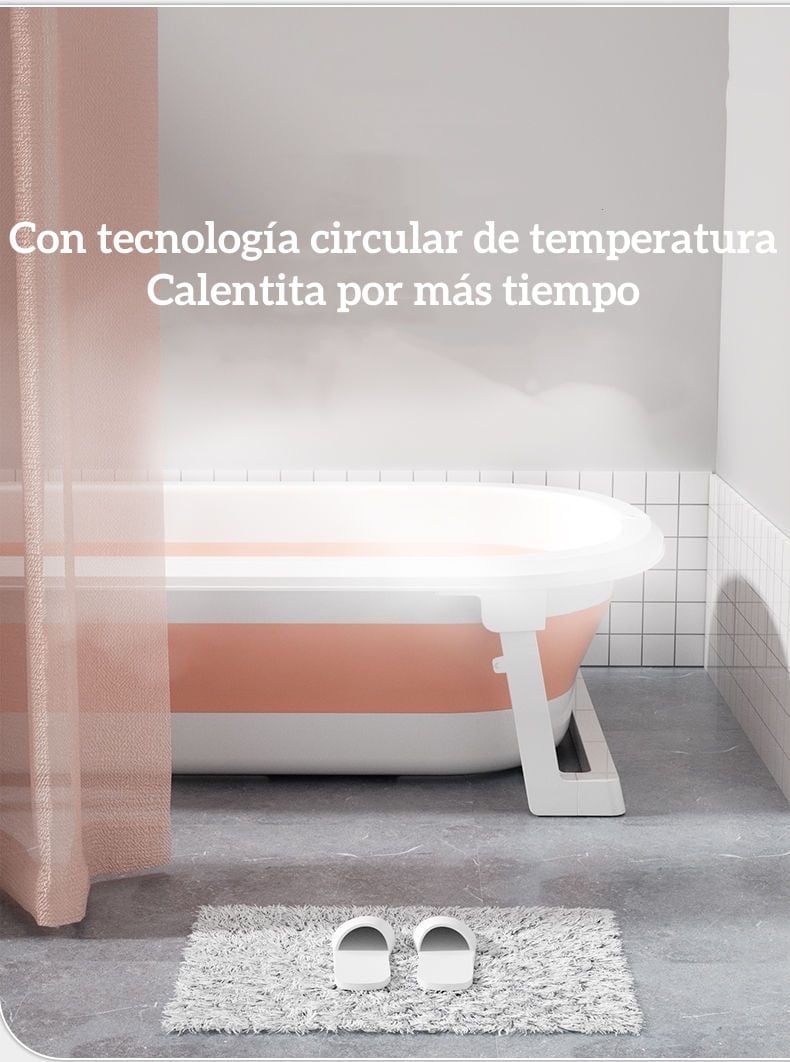 BAÑERA LUBABYCAS CLEVER PLEGABLE CON TERMÓMETRO Y MÁS ACCESORIOS ROSADO - 7