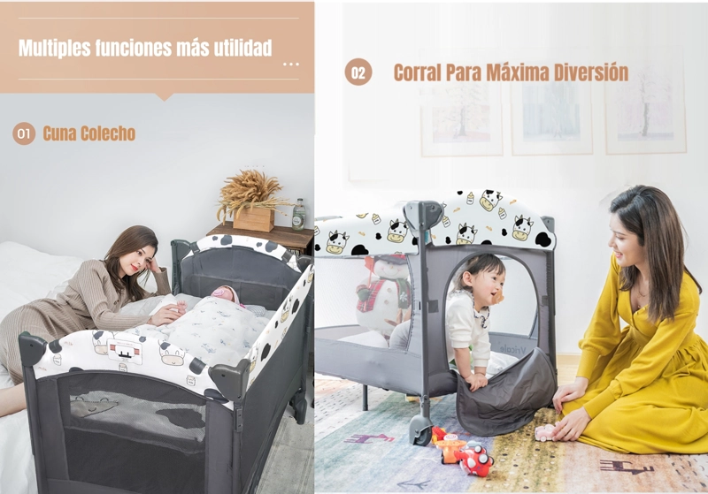 CUNA COLECHO LUBABYCAS LEÓN ACERO INOXIDABLE AZUL CORRAL 3 EN 1 - 4