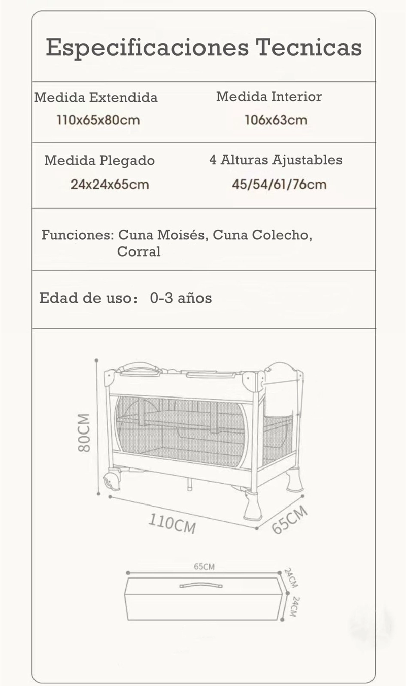 CUNA COLECHO LUBABYCAS LEÓN ACERO INOXIDABLE AZUL CORRAL 3 EN 1 - 6