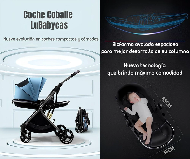 COCHE PASEO LUBABYCAS MODO APEGO Y PANORÁMICO ROSADO - 2