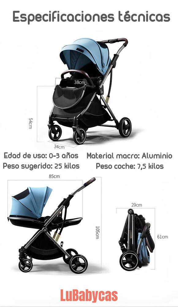 COCHE PASEO LUBABYCAS MODO APEGO Y PANORÁMICO ROSADO - 8
