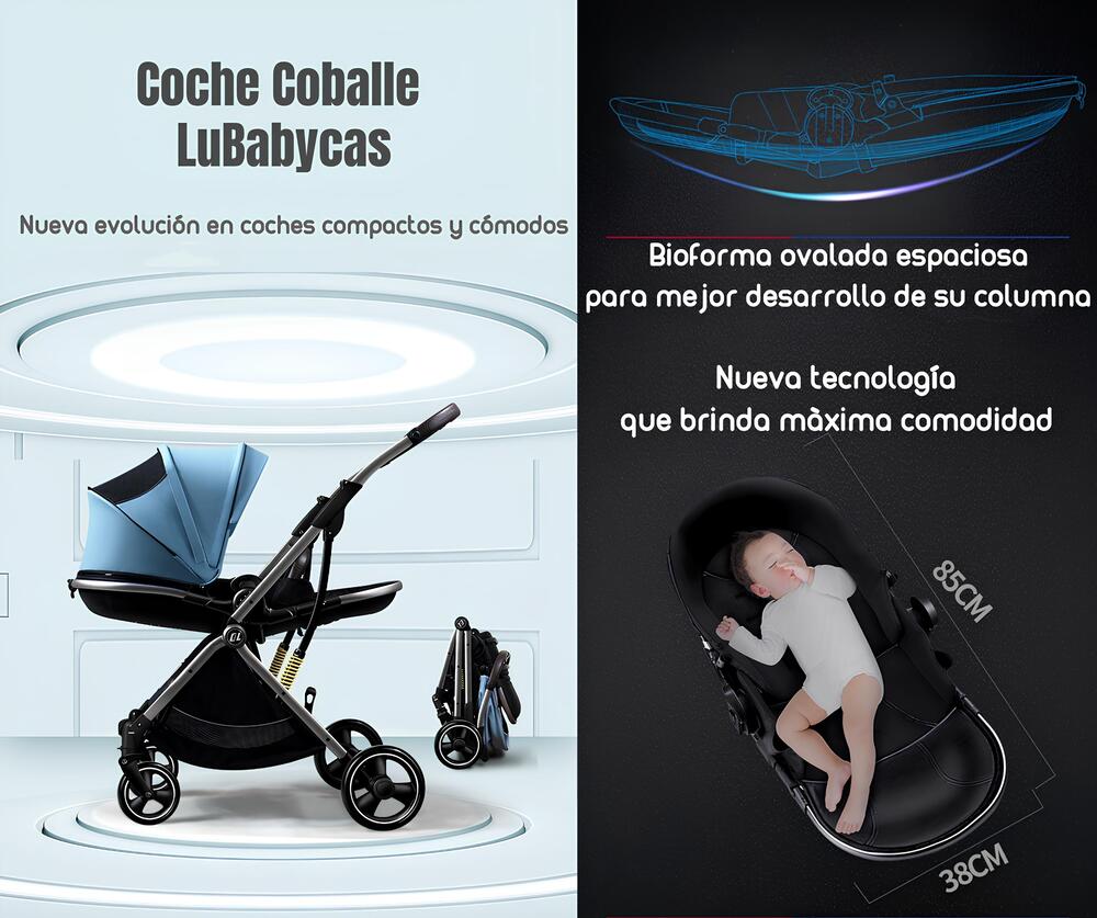 COCHE PASEO LUBABYCAS MODO APEGO Y PANORÁMICO GRIS - 2
