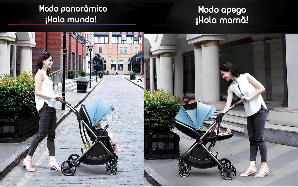 COCHE PASEO LUBABYCAS MODO APEGO Y PANORÁMICO GRIS - 4