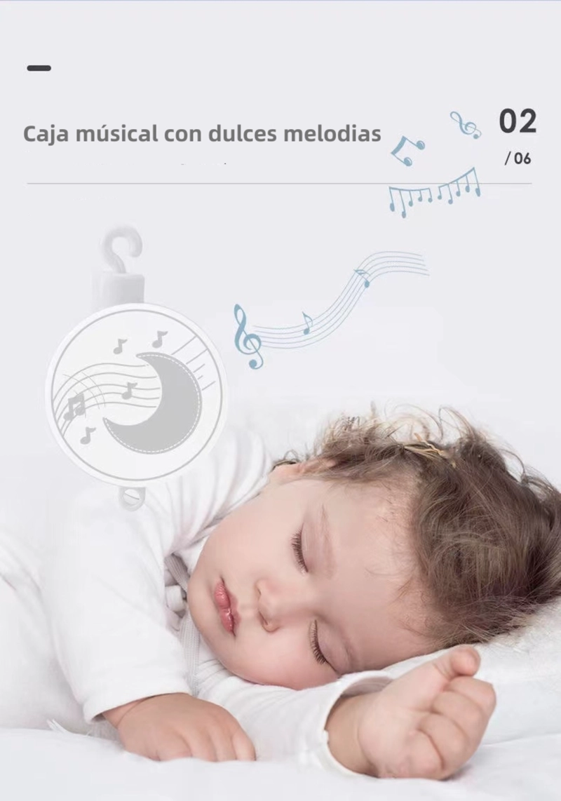 MÓVIL LUBABYCAS MUSICAL 360° CON CAJA OSITO GRIS - 4