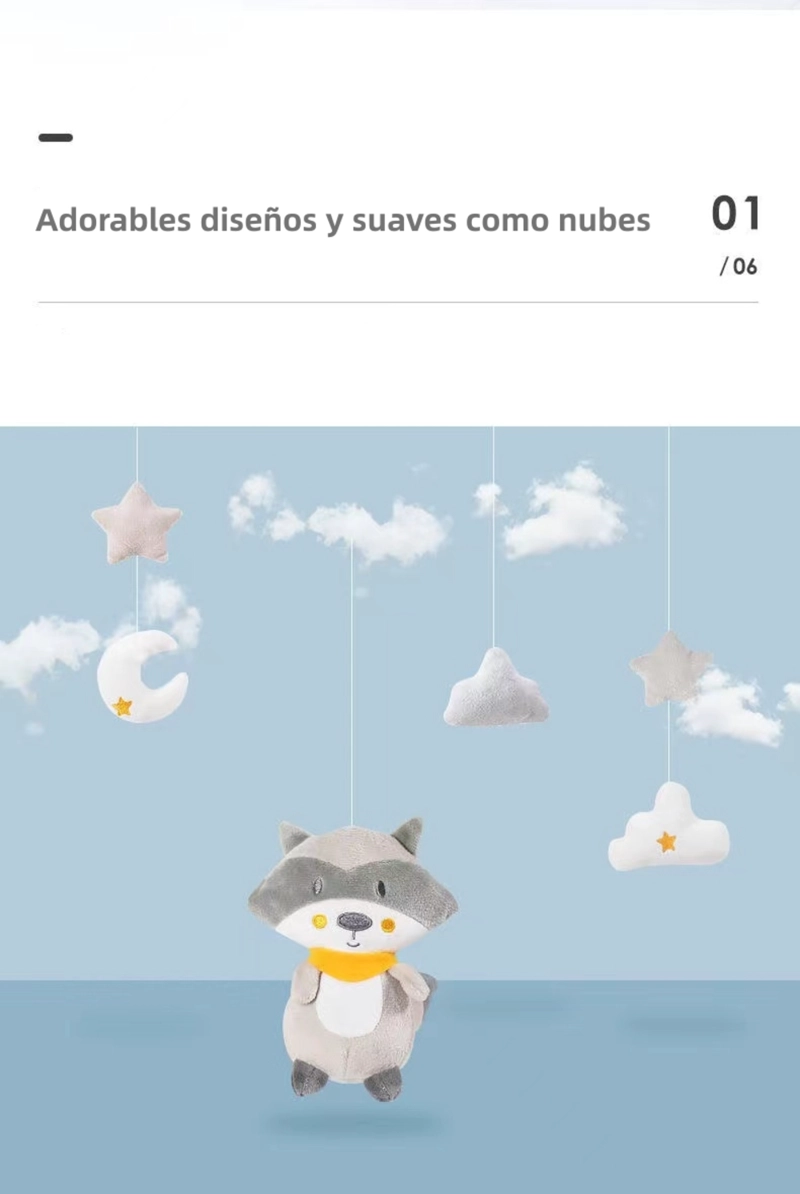 MÓVIL LUBABYCAS MUSICAL 360° CON CAJA BUHO ROSADO - 3