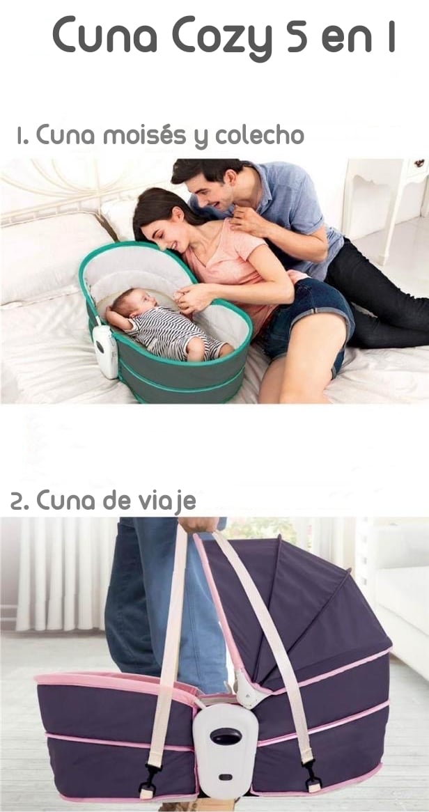 CUNA MOISÉS LUBABYCAS COZY ACERO VERDE 5 EN 1 CON VIBRACIÓN MOSQUITERO - 2